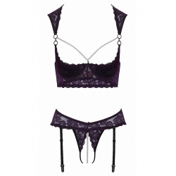 Ensemble lingerie ouverte violet - Cotelli Lingerie