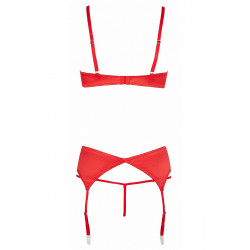 Ensemble lingerie 3 pièces ouvert rouge - Cottelli Lingerie