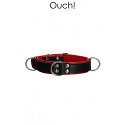 Collier Bondage Deluxe rouge et noir - Ouch!