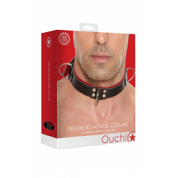 Collier Bondage Deluxe rouge et noir - Ouch!