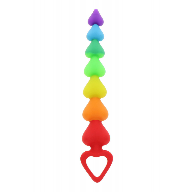 Stimulateur anal Rainbow Heart Beads - Toyjoy