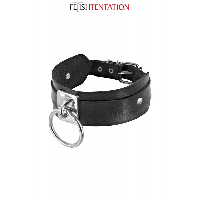 Collier BDSM large avec anneau - Fetish Tentation