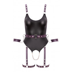 Body à jarretelles ouvert avec menottes - Cottelli Bondage
