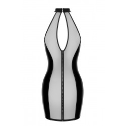 Mini robe tulle et wetlook Luxuria F370 - Noir Handmade