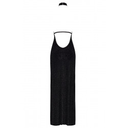 Robe longue en maille pailletée Onyx F372 - Noir Handmade