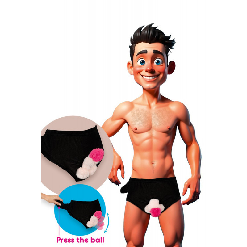 Slip avec pénis en peluche mobile Slip avec pénis en peluche mobile