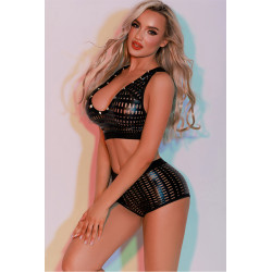 Ensemble Top et Shorty noir - J Lingerie