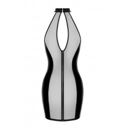 Mini robe tulle et wetlook Luxuria F370 - Noir Handmade