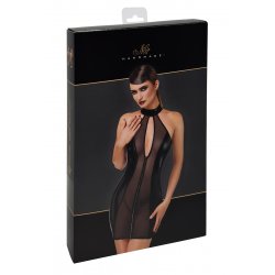 Mini robe tulle et wetlook Luxuria F370 - Noir Handmade