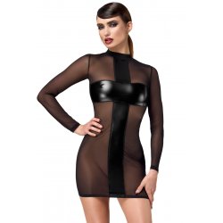 Mini robe tulle et wetlook Crossfire F369 - Noir Handmade