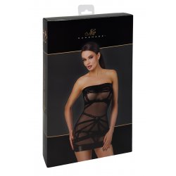 Mini robe floquée à épaules nues Bondesque F359 - Noir Handmade