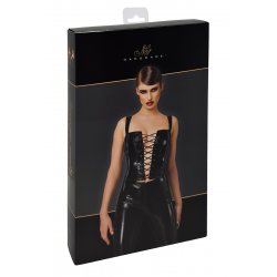 Corset en vinyle Dominae F379 - Noir Handmade