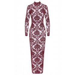 Robe fendue en tulle floqué Kink Royal F383 - Noir Handmade