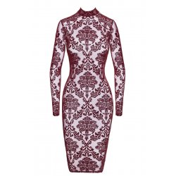 Robe fourreau en tulle floqué Kink Royal F384 - Noir Handmade