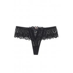 String dentelle dos lacé Noir - Litolu Lingerie