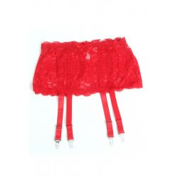 Porte-jarretelles dentelle large Rouge - Litolu Lingerie