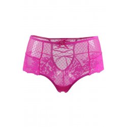 Tanga lacé dentelle taille haute Rose - Litolu Lingerie