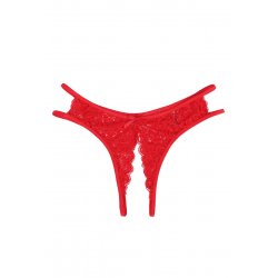 String ouvert dentelle Rouge - Litolu Lingerie