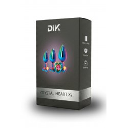 3 plugs coeur Crystal Heart métal arc-en-ciel - DIK