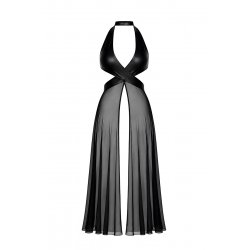 Robe longue fendue Do not Disturb F412 - Noir Handmade
