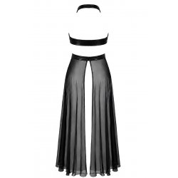Robe longue fendue Do not Disturb F412 - Noir Handmade