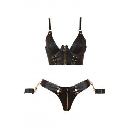 Ensemble bondage soutien-gorge et string noir - Cottelli Bondage