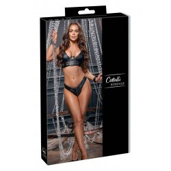 Ensemble bondage soutien-gorge et string noir - Cottelli Bondage