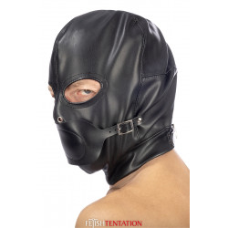 Cagoule BDSM simili cuir avec baillon amovible - Fetish Tentation