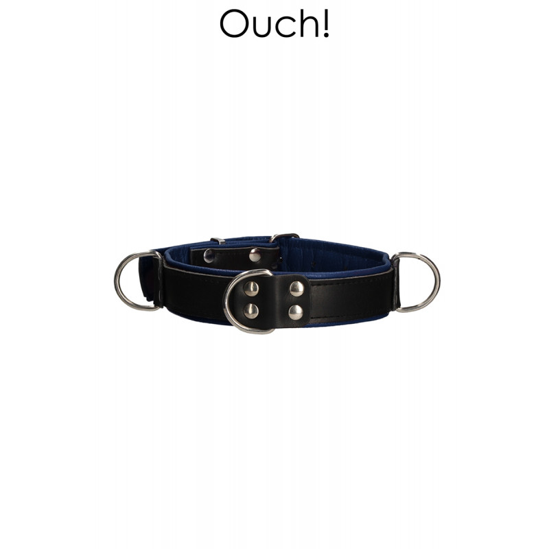 Collier Bondage Deluxe bleu et noir - Ouch!