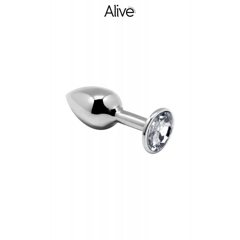 Plug métal bijou transparent M - Alive