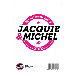 Grand sticker Jacquie & Michel rond blanc