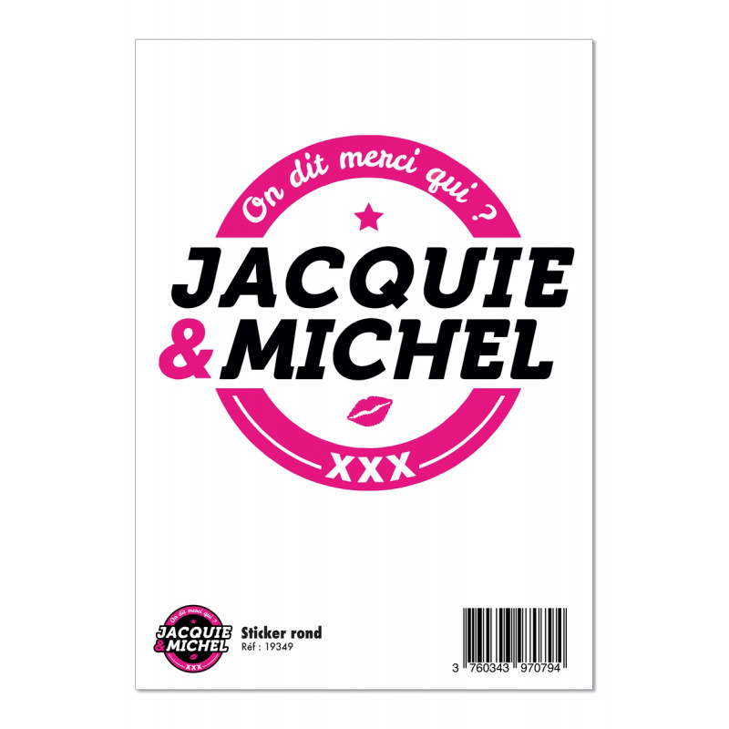 Grand sticker Jacquie & Michel rond blanc Grand sticker Jacquie & Michel rond blanc