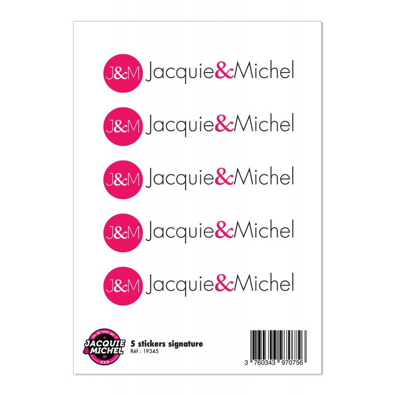 5 stickers Jacquie et Michel signature 5 stickers Jacquie et Michel signature
