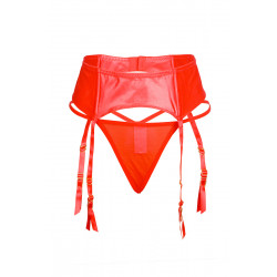 Porte-jarretelles wetlook avec string rouge